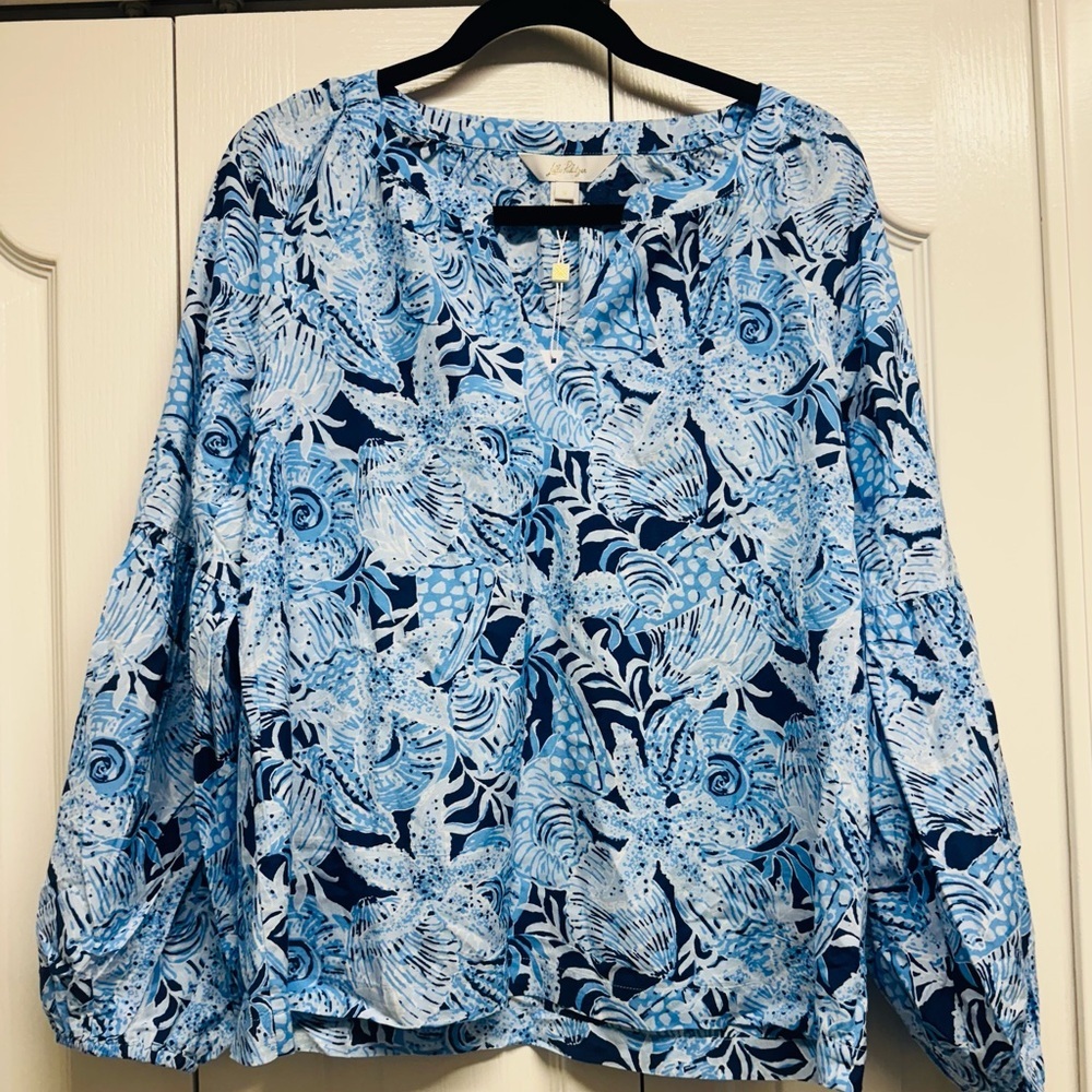 NWT Lilly Pulitzer Sullivan Top - Bonaire Blue Coastal Constellation - Small